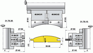 Комплекты фрез для профилирования облицовочной доски блок-хаус  (31.78.00, 48.843.00, 48.1650.00, 11.5945.00, 48.5948.00)