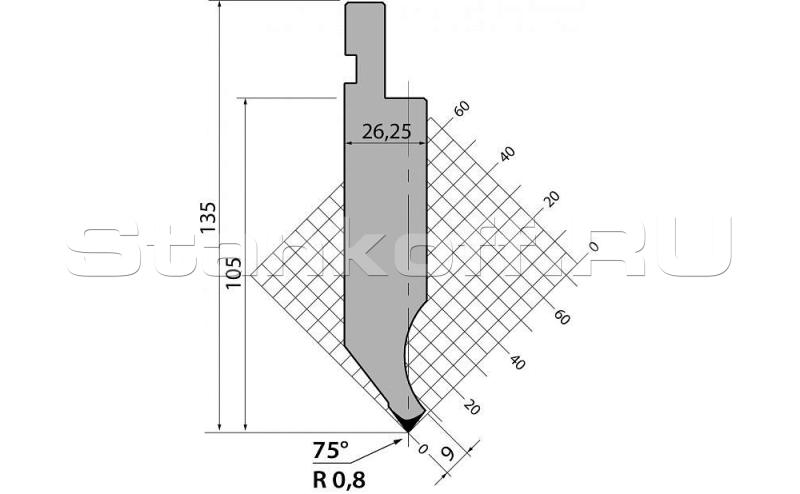 Пуансон R1 классический P.135.75.R08.835