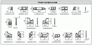 Ножевой состав универсальных комбинируемых комплектов фрез для профилирования оконных блоков со стеклопакетом (10.48.00-10.69.00)