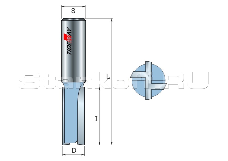 Фреза пазовая Z=2+1 D=12,7x30 S=8 TIDEWAY LC01150808