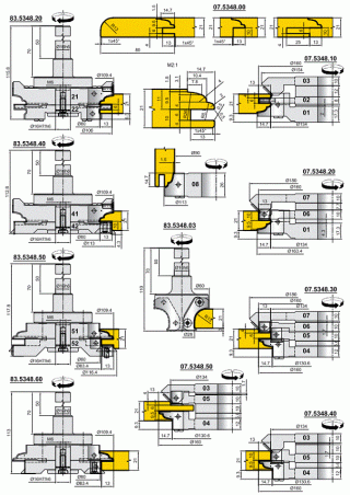 Пример фрез для изготовления мебельного фасада с использованием обрабатывающих центров (07.5348.00, 83.5348.XX)