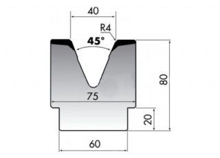 Матрица для гибки средних и больших толщин листового металла M80-45-40