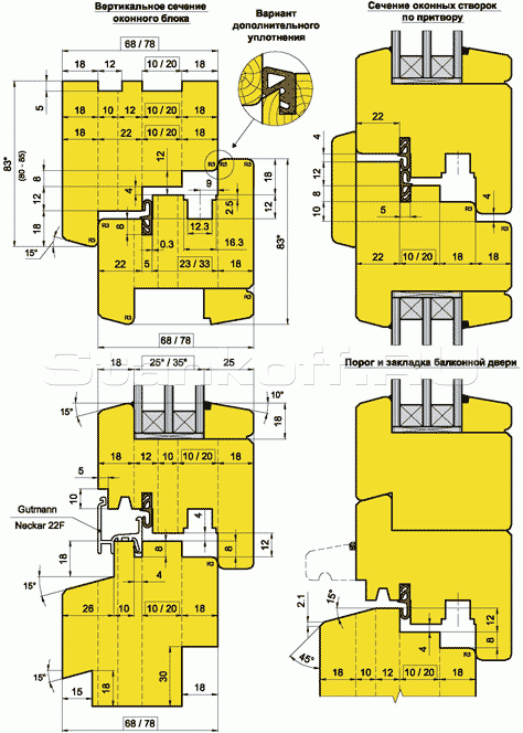 Универсальный комбинируемый комплект фрез для профилирования оконных блоков со стеклопакетом (10.48.00)