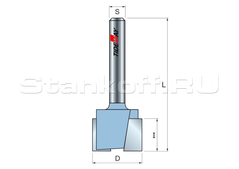 Фреза пазовая для петель Z=2 D=15,9x19,05 S=8 TIDEWAY LC01041008