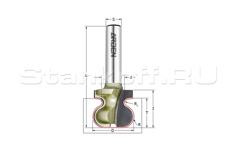 Фреза профильная (Ручка) D=22,2 R=3,1/1,7 S=12,7 Arden A1503418